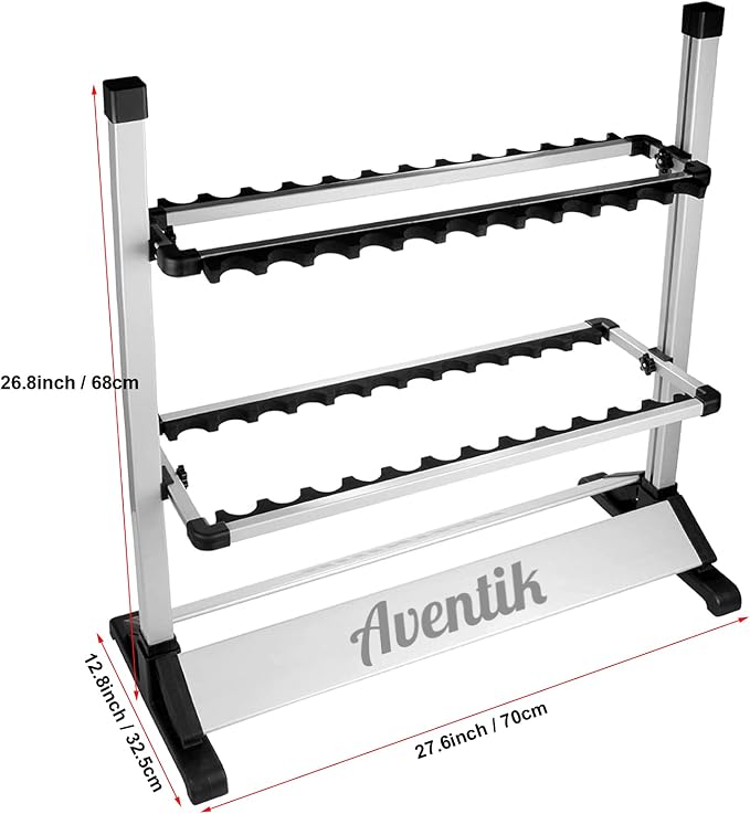 Aventik Fishing Rod Rack, 12&24 Rods Aluminum Fishing Rod Holder-Space Saving Oragnizer Perfect for Home Garage Storage Most Types of Fishing Rods and Combos (24 Rods Rack)
