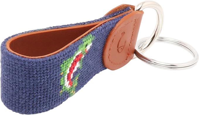 Leather Hand-Stitched Needlepoint Key Fob or Key Chain