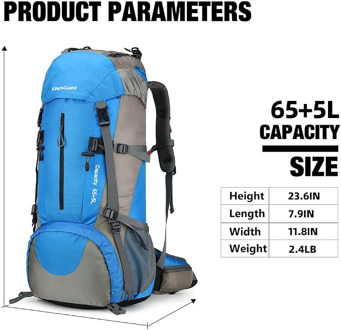 70L Camping Hiking Backpack with Rain Cover Waterproof Backpacking Backpack for Hiking Treeking Climbing Outdoor