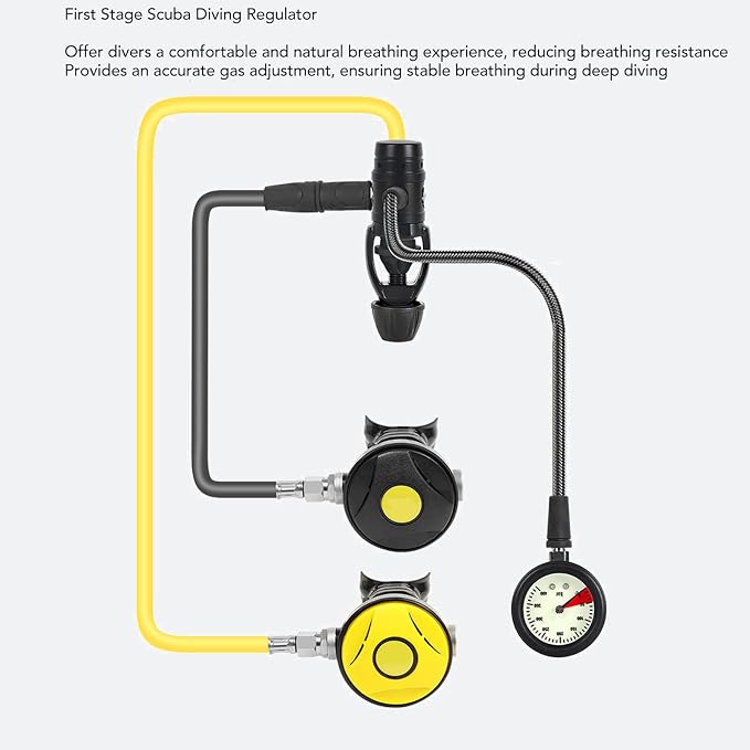 First Stage Scuba Diving Regulator, First Stage Dive Regulator, Reduce Resistance Yoke 1st Stage Underwater Diving Regulator, for Diving Gear,Aluminium Alloy