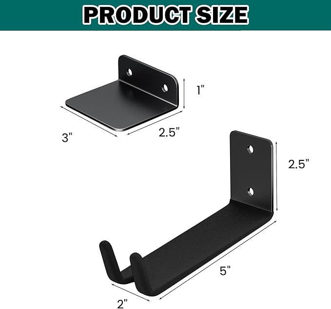EVERHANGER Wall Mount Bike Pedal Hanger, Heavy-duty Garage Bike Rack, Horizontal Bike Hooks, Holds Up to 70LBS, 3 Pack