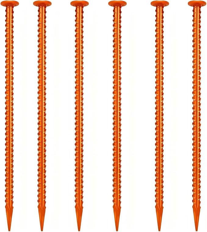 16 Inch Rebar Stakes,Metal Marker Stake ，Survey Stake， Ground Stake, 1/2 Inch Diameter， Metal Spikes,Used for Speed Bump Wheel Stop and Camping Property Line Markers (6 Pack)