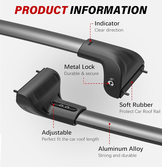 300lbs Roof Rack Cross Bars Compatible with Jeep Compass 2018-2026, Heavy Duty Aluminum Lockable Car Roof Rails Crossbar for Rooftop Cargo Luggage Kayak Canoe Bike Snowboard Black