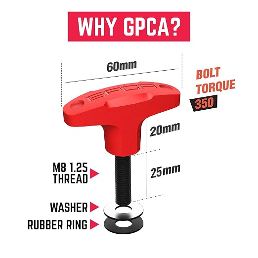 GPCA - GP Anchor, Quick-Release Tie Down Anchor Thumbscrew, Bolts Set for Fast Jeep Top Removal Lift, Easy-to-Install Truck Tie Downs, Jeep Wrangler Accessories for 4xe, JL, TJ and YJ, Red, 6 Packs