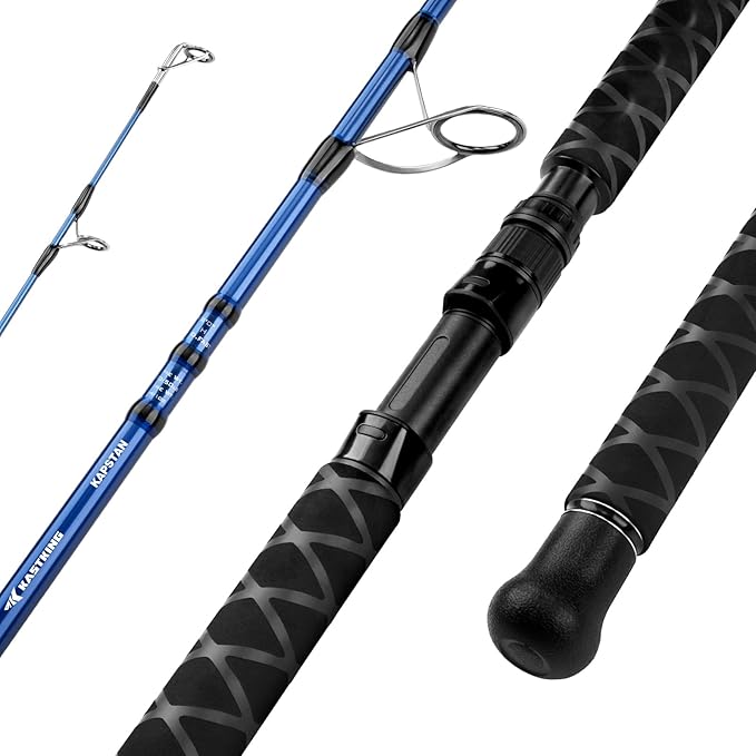 KastKing Kapstan Saltwater Spinning Rod | Boat & Surf Fishing Rod, Lightweight S-Curve Graphite, Stainless Double-Foot Guides,Aluminum Reel Seat, 2-Piece PTS
