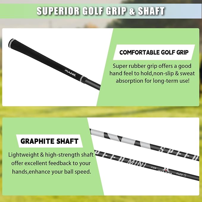 MAZEL Mini Driver/Iron Golf Clubs Swing Trainer Aid to Improve Your Hitting Accuracy & Speed