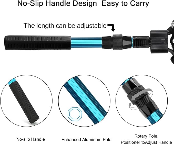 SANLIKE Collapsible Telescopic Fishing Net Rubber Coated Fresh/Salt Water