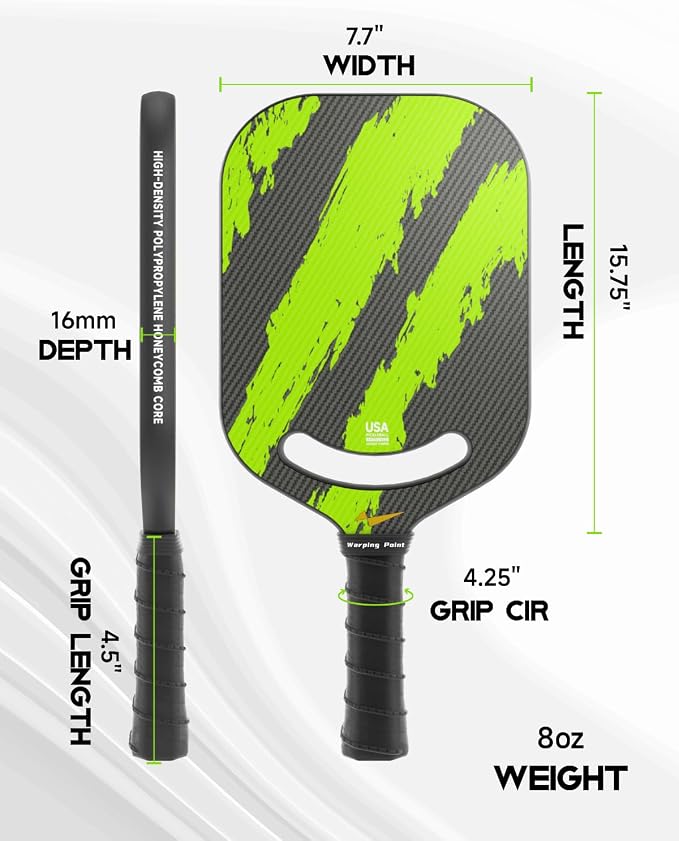 Warping Point Ascent Pickleball Paddles| Carbon Fiber Pickleball Racket with Aero Throat | Textured Grit Surface | Hexa Polymer Core | Designed for Swing Speed and Maneuverability