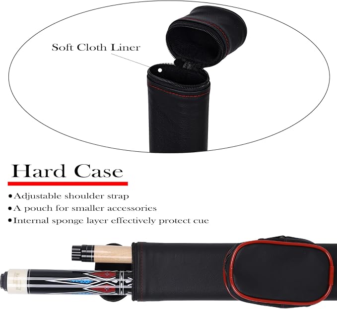 Pool Cue Stick with Hard Case Hardwood Canadian Maple Professional Billiard Pool Stick 58" 2-Pieces 19/20oz Pool Stick Set