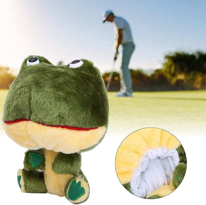 Plush Golf Club Covers Frog Shape Protective Driver Covers for Safeguarding Clubs During Travel and Movement