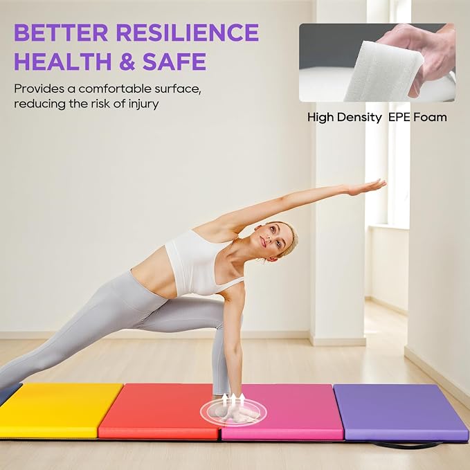 Gymnastics Mats Foldable Tumbling Mats Portable Gymnastics Exercise Mat Thick Gymnastics Tumbling Mats Pad Home Exercise Panel Mat With Carrying Handles