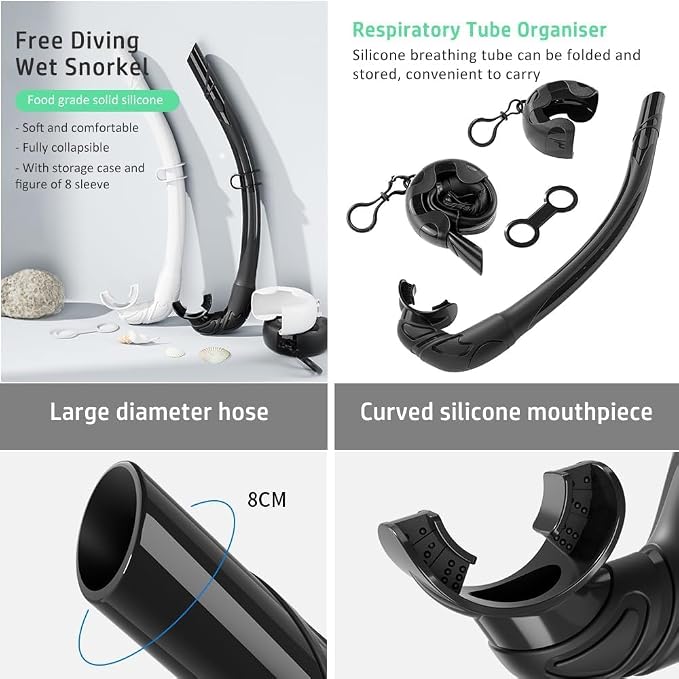 2 Sets Snorkeling Gear for Adults, Snorkel Set Adult Panoramic View, Anti-Leak Anti-Fog Scuba Diving Mask with Mesh Bag, for Portable Professional Diving Snorkeling Set