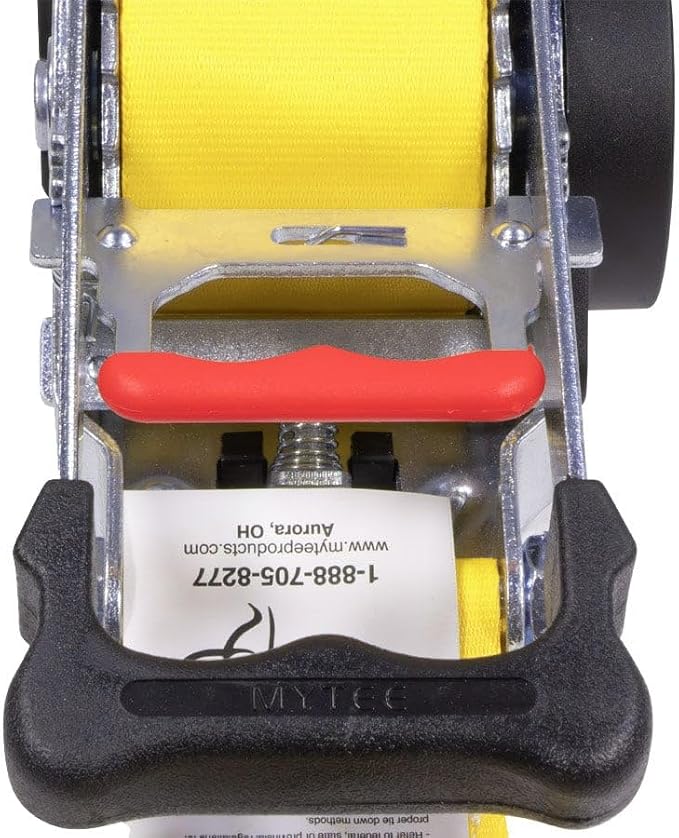 Mytee Products 8 Pk 2"x9.2' Bolt on Yellow Retractable Ratchet Straps for Cargo - Coated S Hook Auto Retract Ratchet Straps - Self Ratcheting Strap for Boat Tie Down to Trailer & Jet Ski, ATVs, Bikes