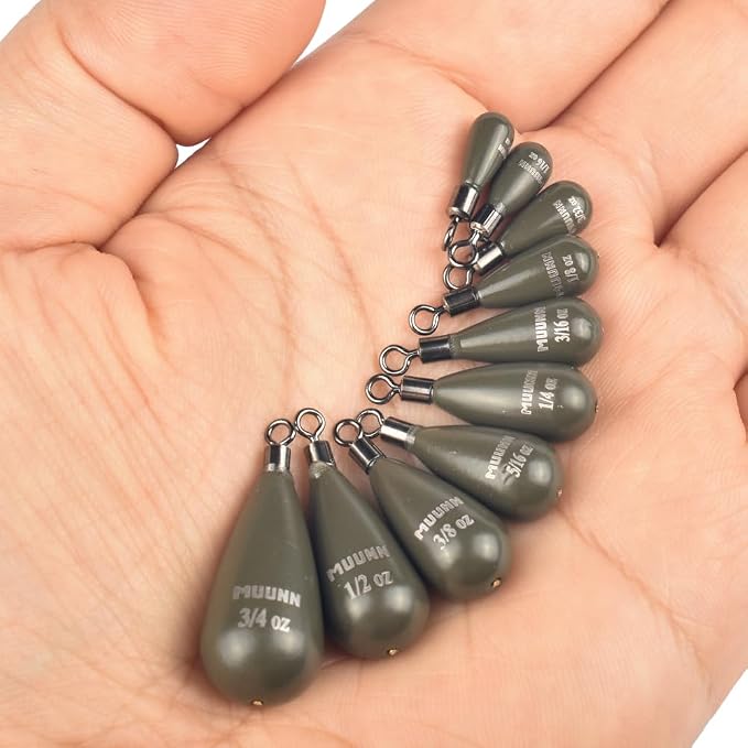 10 Pack Tungsten Free Rig Weights, Tear Drop Fishing Sinkers with Round Eye for Finesse Bass Fishing