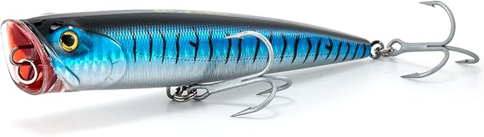 Dr.Fish Popper Saltwater Fishing Lures, 4/5.5 Inches GT Popper VMC Treble Hooks Surf Fishing Lures for Bass Striper Pike Salmon Offshore