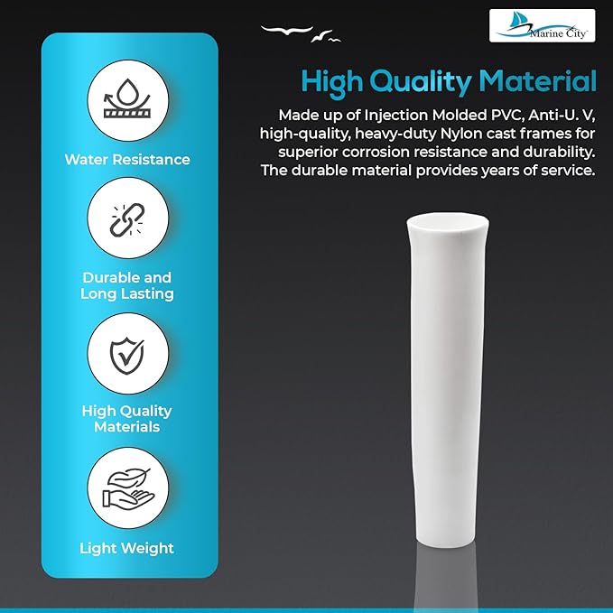 MARINE CITY Vinyl Inserts for Fishing Rod Holder White Plastic Strong and Durable Heavy Duty Easy Rod Secures Placement for Boat Marine