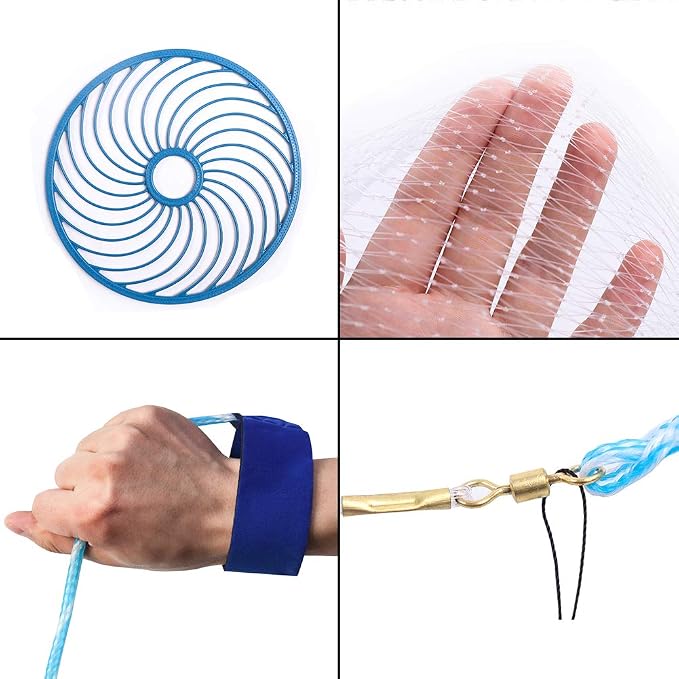 Lawaia Throw Net Saltwater Fishing Cast Net Casting Nets Throw Hand Fishing Net Monofilament Size 4FT/ 5FT/ 6FT/ 7FT/ 8FT/ 9FT/ 10FT/ 11FT/ 12FT Radius