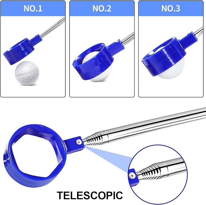 Golf Ball Retrievers - Telescopic Heavy Duty Picker,Lightweight Stainless Steel Golf Ball Water Retriever,for Golfers Water Outdoor Mud Tree Bushes
