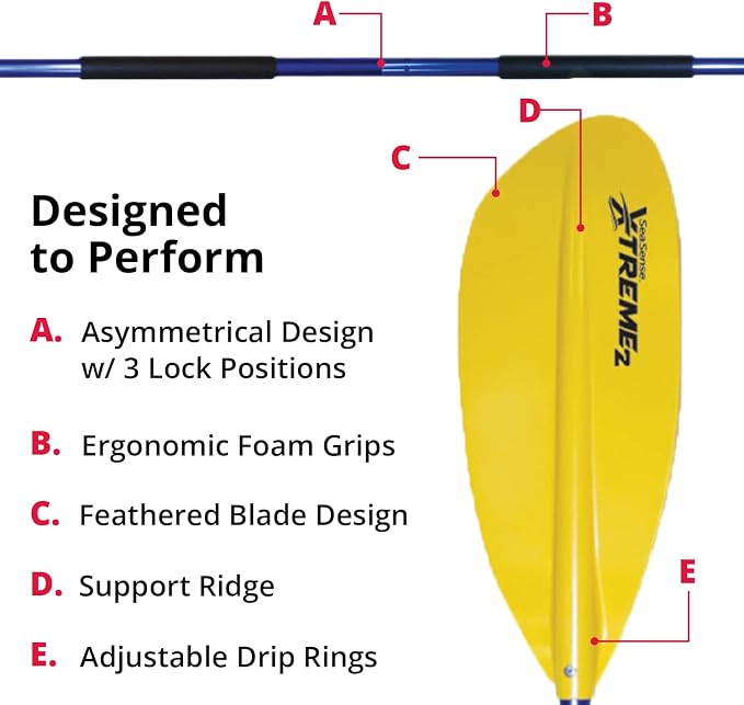 SeaSense Xtreme 2 Kayak Paddle, 96” - Fiberglass Reinforced Nylon Blades, 2-Piece Construction - Great for Sport, Sea, Whitewater, Recreational & Fishing Kayaking