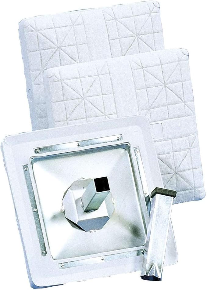 CHAMPRO Pro Style Molded Rubber Base Set of 3 Ground Anchored Bases for Baseball and Softball, White, 15" x 3"