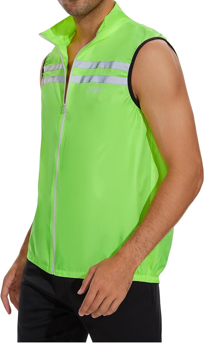 bpbtti Men's Hi-Viz Safety Running Cycling Vest Sleeveless Windbreaker vests- Windproof and Reflective