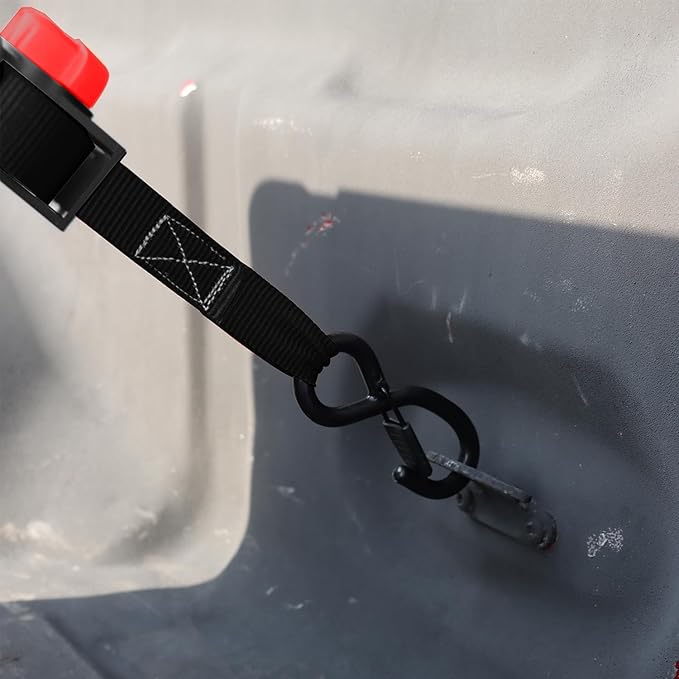 NeatStrap Ratchet Strap with Safety Lock Chromoly S Hooks-1,500lbs Break Strength-Motorcycle, Kayak Ratcheting Straps 1" x 15' Soft Loop Tie-Downs for Pickup Bed,Moving Truck,Trailer(4PK)
