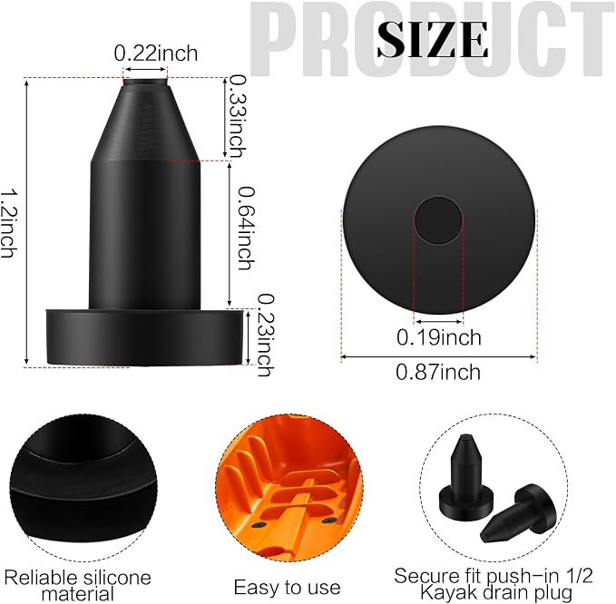 BreezeHug 2 Pack Kayak Drain Plugs and Carry Handles Kit, 10 Silicone 1/2" Scupper Drain Plug & 2 Carry Handle with Mounting Hardware for Replacement Kayak Accessories for Most Fishing Boats