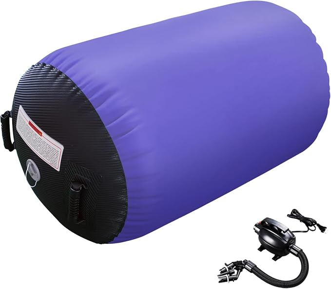 Gymnastics Air Barrel Roller Air Spot, Inflatable Tumbling Mat Tumble Track Gymnastic Equipment Balance Cylinder with Pump for Yoga Cheerleading Home Use Gym