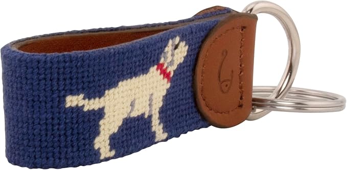 Leather Hand-Stitched Needlepoint Key Fob or Key Chain