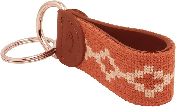 Leather Hand-Stitched Needlepoint Key Fob or Key Chain