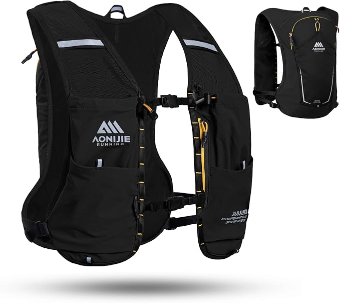 AONIJIE Running Hydration Vest for Men & Women, 8L Hydration Backpack, Multiple Pocket Designs for Water Bottles/Bladders, Lightweight Breathable for Hiking, Climbing, Marathon & Cycling