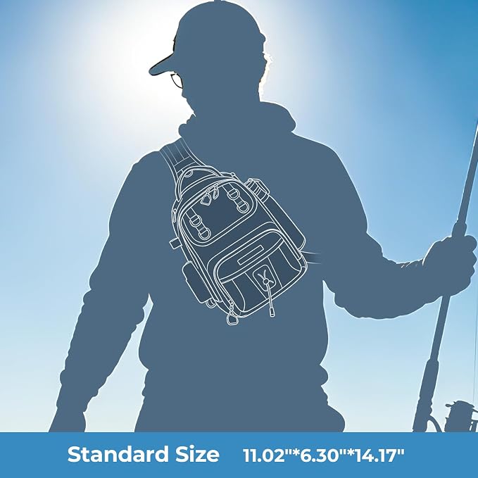 KastKing BaitSpace Fishing Sling Bag, Fishing Backpack with Rod & Beverage Holder, Tackle Bag for Fishing Gear