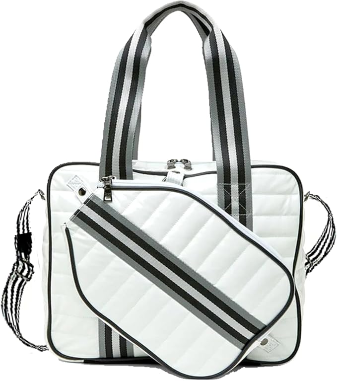 Pickleball Bag Set with Racket Compartment, Quilted Tote and Sling Bag