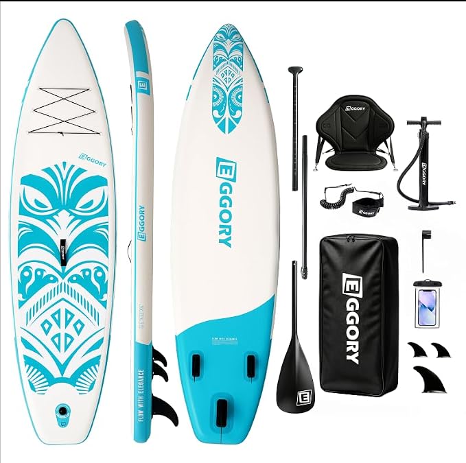 Inflatable Paddle Board,Stand Up Paddle Board Set, Extra Wide SUP Board with Removable Fin, Floating Paddle, Hand Pump, Waterproof Phone Pouch,Traveling Board