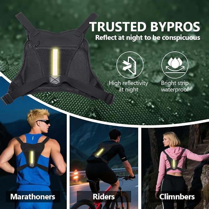 Outdoor Sports Chest pack for men with Gloves, EDC Chest bag for Travel, Lightweight Chest Rig Pouch, Tactical Running Chest Vest for Hiking, Cycling, Fitness, Motorcycle Riding, Workouts
