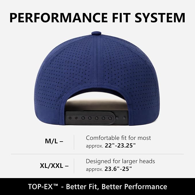TOP-EX Performance Baseball Hat for Men Water Resistant Golf Cap Running Cooling Snapback Laser Perforated