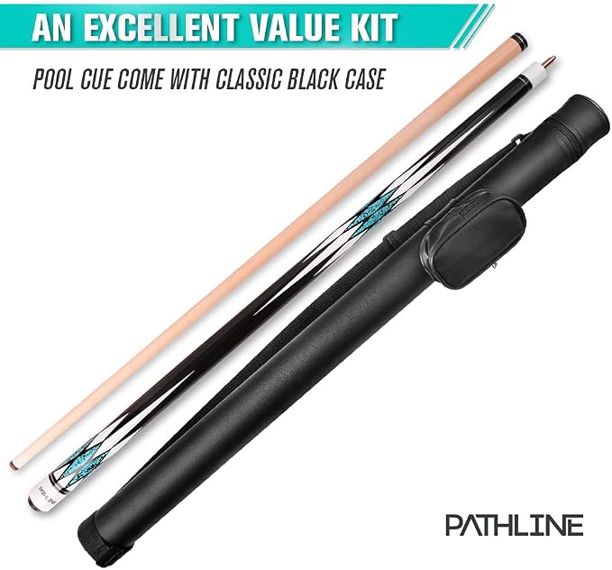 PLN Pool Cue Kit - 58 inch Canadian Maple Billiard Pool Stick and Hard Case