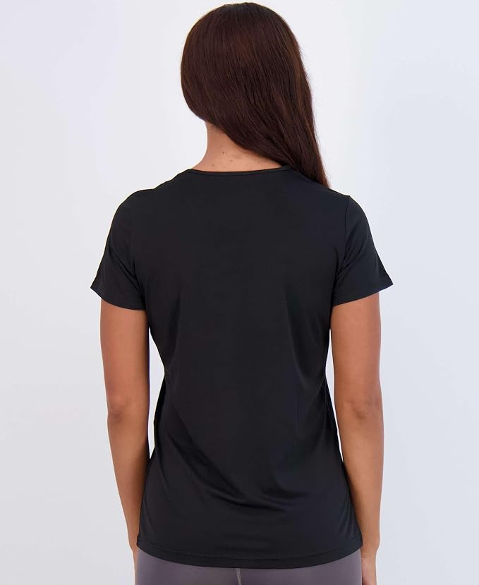 Real Essentials 5 Pack: Women's Short Sleeve T-Shirts Workout Tops Fitness Pilates Gym Activewear Athletic (Plus Available)