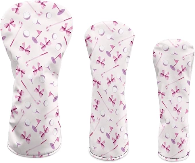 Rnyleeg Golf Club Head Covers for Women Driver Head Cover Leather Fairway Wood Headcover Hybrid Headcovers for Golf Clubs