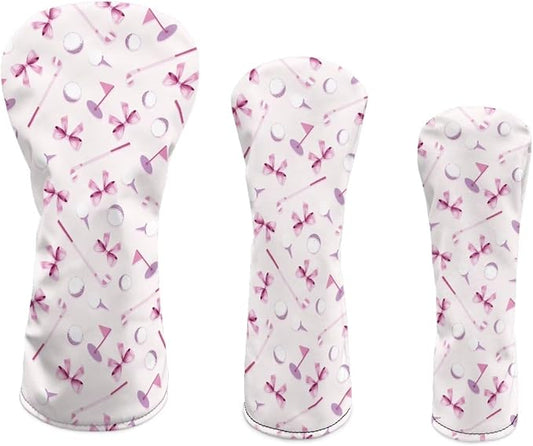 Rnyleeg Golf Club Head Covers for Women Driver Head Cover Leather Fairway Wood Headcover Hybrid Headcovers for Golf Clubs