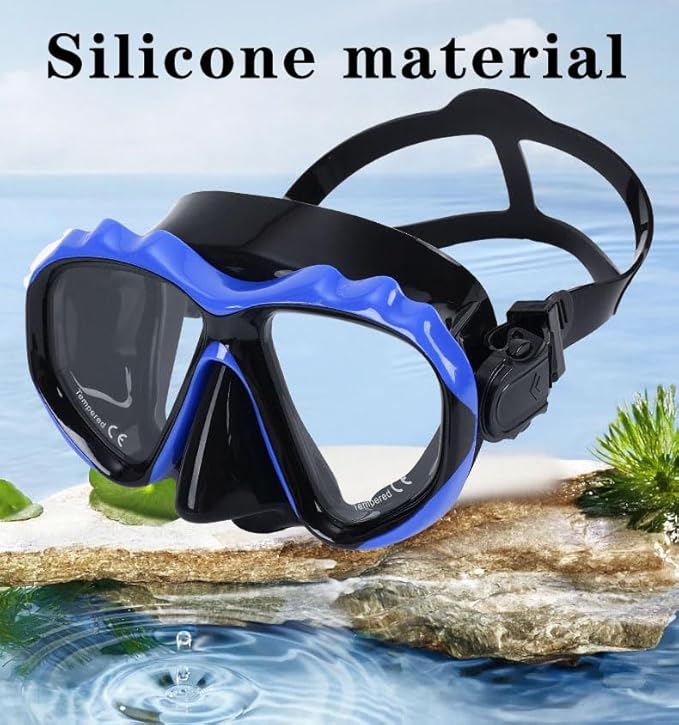Diving Mask with Tempered Glass Lenses, Snorkel Gear for Men and Women, Clear Vision for Underwater Activities