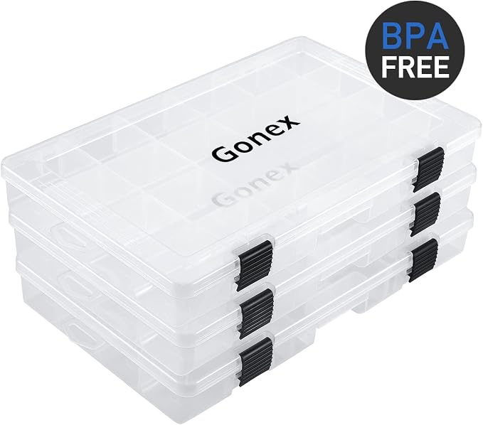 Gonex 3600 3700 Fishing Tackle Trays Lure Box with Adjustable Dividers | Clear PP Material, Adjustable Compartments, Fits Standard Tackle Box , For Fishing Lures Hooks Beads Accessories Storage