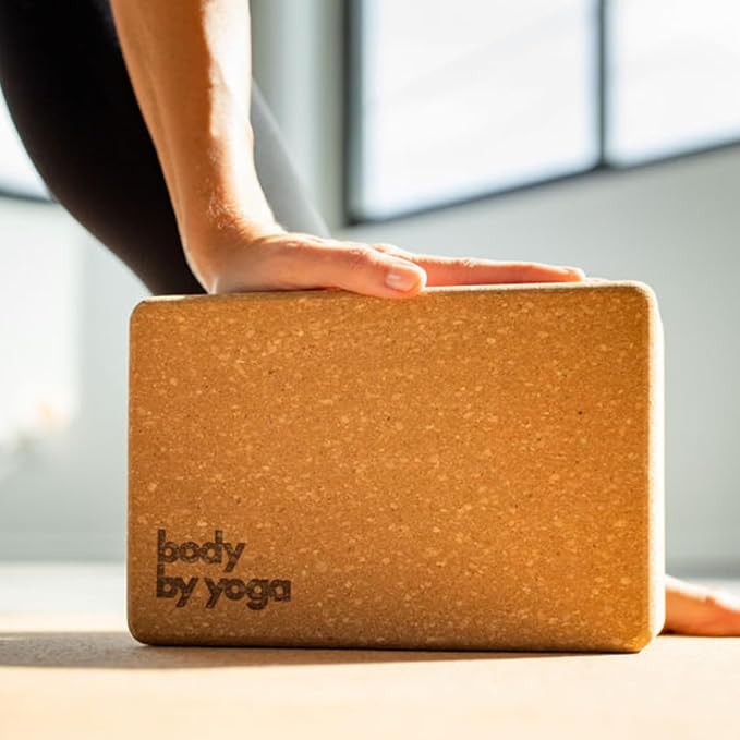 Cork Yoga Blocks 2 Pack – High Density Non Slip with Select Cork Grain for Chip-Resistant Durability | Extra Thick 4” for Support & Stability | Natural, Smooth, and Crumble Free | Body By Yoga