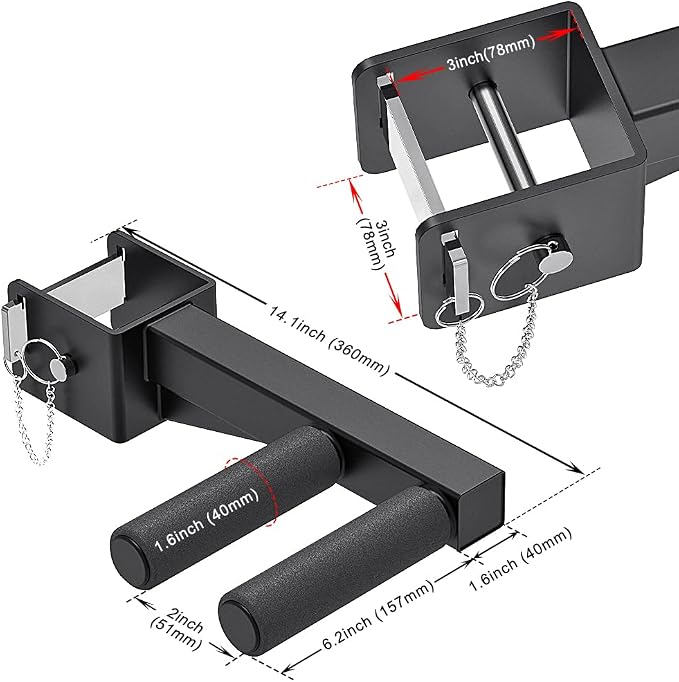 Nordic Hamstring Curl Attachment, Dip Bar, Belt Squat & Safety Spotter Arms for 2"x2" & 3"x3" Power Racks, Home Gym Strength Training Accessories