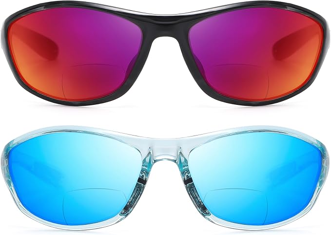 LKEYE Bifocal Reading Sunglasses Men Women Sports Style Sun Reader Wrap Around Build-In UV Protection Driving glasses LK6092
