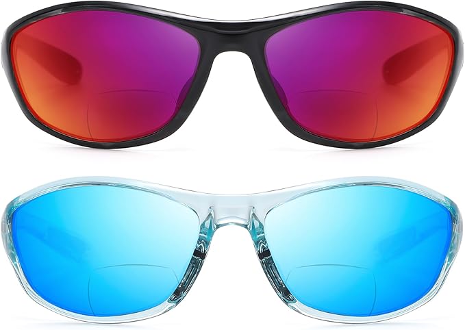 LKEYE Bifocal Reading Sunglasses Men Women Sports Style Sun Reader Wrap Around Build-In UV Protection Driving glasses LK6092