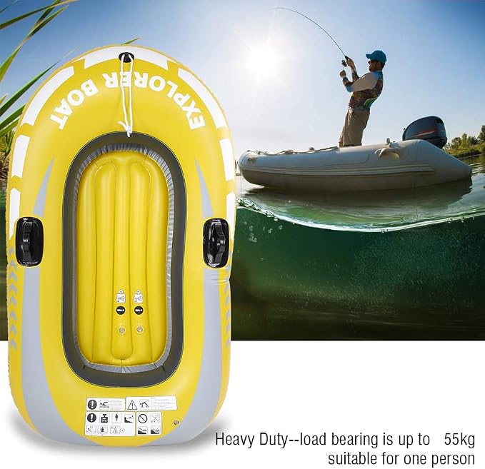 Thicken Raft Inflatable Kayak Inflatable Boat Canoe-1 Person Inflatable Fishing Boat Floaties Kayak Yellow PVC Boat Touring Kayak Swimming Pool Lake Toys for Adults