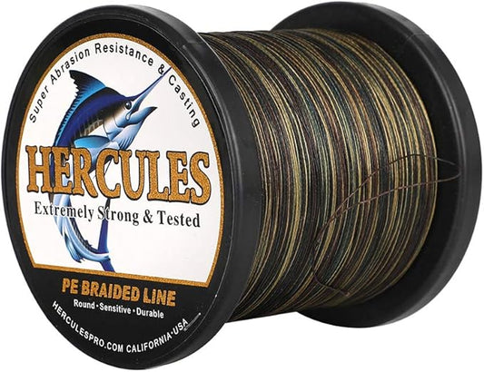 HERCULES Cost-Effective Super Cast 8 Strands Braided Fishing Line 10LB to 300LB Test for Salt-Water,109/328/547/1094 Yards(100M/300M/500M/1000M),Diam.#0.12MM-1.2MM,Hi-Grade Performance,Variety Colors