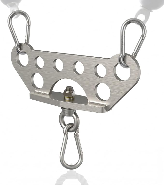 Double to Single Adaptor Plate for Cable Pulley Machines Durable Solid Stainless Steel with 3 Carabiners Suitable for Dual Cable Machines LAT Pulldown, Shoulder & Biceps Exercises