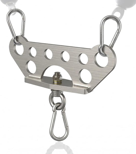 Double to Single Adaptor Plate for Cable Pulley Machines Durable Solid Stainless Steel with 3 Carabiners Suitable for Dual Cable Machines LAT Pulldown, Shoulder & Biceps Exercises